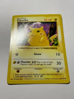 1999 Pokemon Pikachu 58/102 Red Cheeks Shadowless Base Set LP WOTC - Image 3