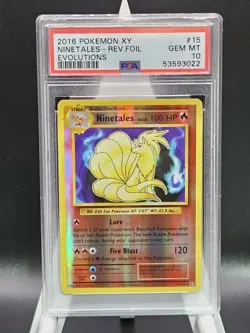 2016 Pokemon XY Evolutions Reverse Foil Holo Ninetales #15 Rare Low Pop PSA 10 - Image 1