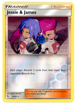 Jessie & James 58/68 Reverse Holo Pokemon TCG: SM Hidden Fates NM - Image 1