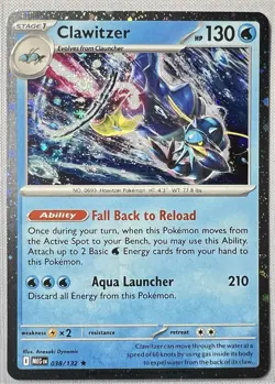 Pokemon Clawitzer (Cosmos Holo) Double Swirl 🌀🌀038/132 Mega Evolutions Rare NM - Image 2