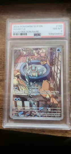 2024 POKEMON SCR EN-STELLAR CROWN ILLUSTRATION RARE #148 SQUIRTLE PSA 8 #148 - Image 1