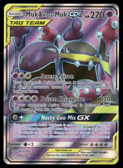 Muk & Alolan Muk GX 196/214 Ultra Rare Unbroken Bonds Pokemon Holo NM - Image 1