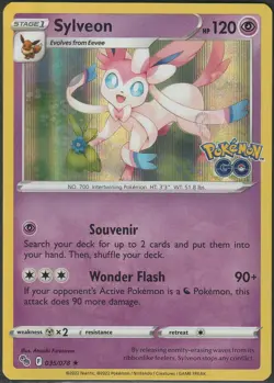 Holo Sylveon 035/078 Holo Rare Pokemon GO Pokemon TCG NM/LP - Image 1