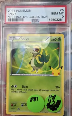 Snivy 005/025 McDonald's 25th Anniversary 2021 Pokemon PSA Graded Promo - Image 1