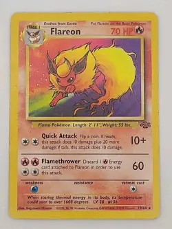 Pokemon TCG Flareon 19/64 Rare Jungle Set 1999 WOTC Original Card LP - Image 1