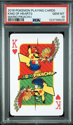 2016 POKEMON PLAYING CARDS MARIO PIKACHU KING OF HEARTS PSA 10 - Image 1