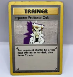 MP - Pokemon TCG Imposter Professor Oak 73/102 Base Set Rare WOTC Trainer Card - Image 1
