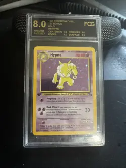 Pokemon TCG Fossil Set Hypno 8/62 Holo Rare 1st Edition PSA 8 NM-MT Vintage - Image 1