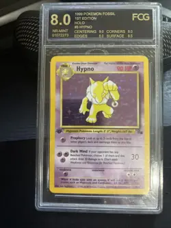 Pokemon TCG Fossil Set Hypno 8/62 Holo Rare 1st Edition PSA 8 NM-MT Vintage - Image 3