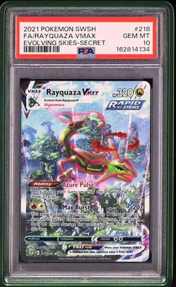 Pokemon 2021 Rayquaza VMAX 218/203 Alt Art SR Evolving Skies GEM MINT PSA 10 - Image 1