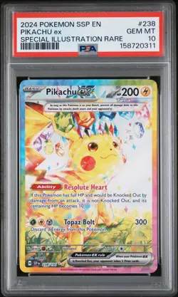 2024 POKEMON SSP EN-SURGING SPARKS SPECIAL ILLUSTRATION RARE PIKACHU EX PSA 10 - Image 1