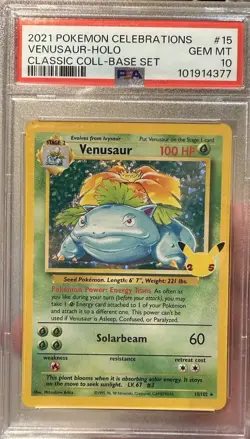 Pokemon TCG Venusaur Holo Rare Card Classic Celebrations Edition 15/102 PSA 10 - Image 1