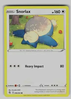 Snorlax 206/264 Common Fusion Strike Pokemon Near Mint - Image 1
