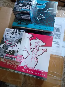 Black Bolt and White Flare Pokemon Center Exclusive ETBs - and booster bundles - Image 2