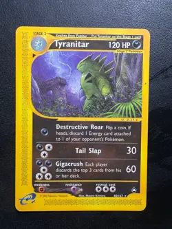 Pokemon Carta Tyranitar 40/147 Rara - Aquapolis Eng - Excellent - Image 1