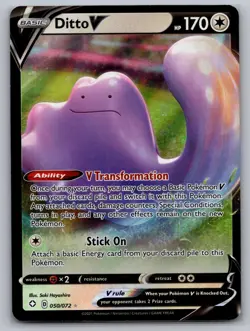 Ditto V 050/072 Holo V Rare Shining Fates Pokemon Holo Near Mint - Image 1