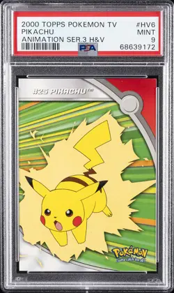 2000 TOPPS POKEMON TV ANIMATION SERIES 3 HEROES & VILLAINS #HV6 PIKACHU PSA 9 - Image 1