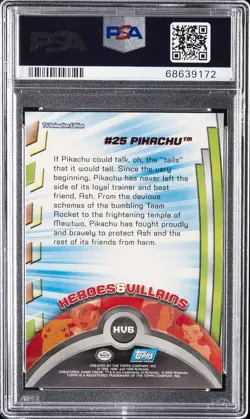 2000 TOPPS POKEMON TV ANIMATION SERIES 3 HEROES & VILLAINS #HV6 PIKACHU PSA 9 - Image 2