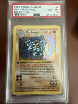1999 Pokemon Game Machamp Holo 1st Edition Shadowless PSA 8 - Image 1