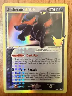 Umbreon Gold Star Celebrations 17/17 Holo Custom Handmade Fan Art Card - Image 1