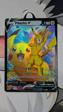 Lillie's Pikachu Pokemon Trainer Cosplay Waifu ACG Card Holo Foil Cute Anime NM - Image 1