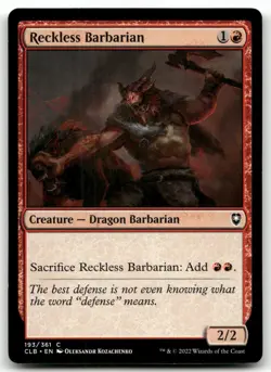 Reckless Barbarian #193 (LP) Baldur's Gate CLB Magic MTG - Image 1
