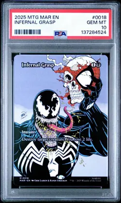 2025 MAGIC: THE GATHERING MARVEL'S SPIDER-MAN: SOURCE MAT INFERNAL GRASP PSA 10 - Image 1
