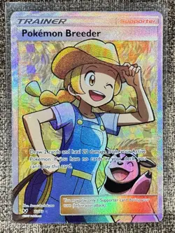Pokemon Breeder 73/73 Shining Legends Holo Full Art Trainer Pokemon Card NM/MINT - Image 1