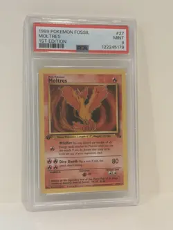 Moltres 1st Edition 1999 Pokemon Fossil #27 PSA 9 (NOT HOLO) - Image 1