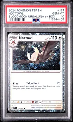 Noctowl 127/162 | Cosmos Holo | Pokemon Temporal Forces | PSA 10 ( Low Pop) - Image 2