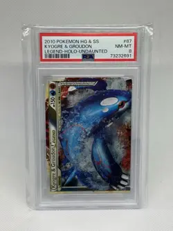 2010 POKEMON HEARTGOLD & SOULSILVER UNDAUNTED KYOGRE & GROUDON LEGEND-HOLO PSA 8 - Image 1