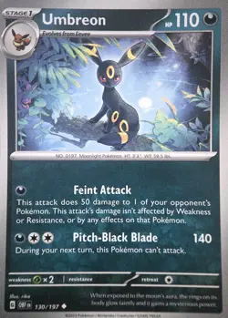 Pokemon TCG Umbreon Rare 130/197 SV03 Obsidian Flames 110 HP English - Image 1
