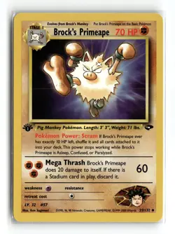 Brock's Primeape 035/132 Uncommon Gym Challenge 1st Edition Pokemon NM - Image 1
