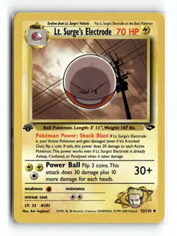 Lt. Surge's Electrode 052/132 Uncommon Gym Challenge 1st Edition Pokemon NM - Image 1