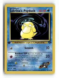 Sabrina's Psyduck 099/132 Common Gym Challenge 1st Edition Pokemon NM - Image 1