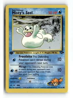 Misty's Seel 091/132 Common Gym Challenge 1st Edition Pokemon NM - Image 1