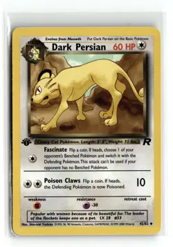 Dark Persian 42/82 Uncommon Team Rocket 1st Edition Pokemon NM - Image 1