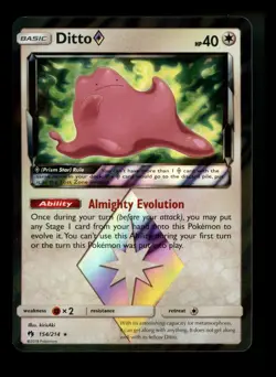 Ditto 154/214 Prism Star Lost Thunder 2018 Holo Rare Pokemon Card TCG - Image 1
