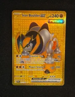 Pokemon Iron Boulder ex Hyper Rare Gold Card Full Art Holo 217/162 New Tcg Eng. - Image 1