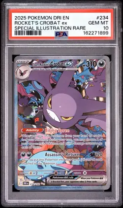 POKEMON TEAM ROCKET'S CROBAT EX 234/182 SPECIAL ILLUSTRATION RARE 2025 PSA 10 - Image 1