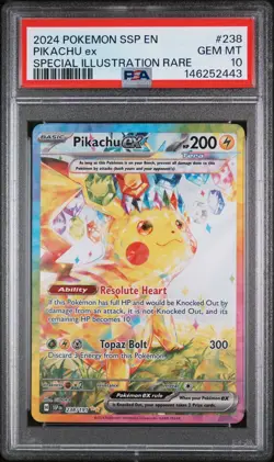 2024 POKEMON SSP EN-SURGING SPARKS SPECIAL ILLUSTRATION RARE PIKACHU EX PSA 10 - Image 1