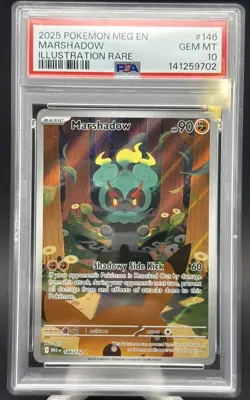 Pokemon 2025 Marshadow 146/132 Illustration Rare Mega Evolution GEM MINT PSA 10 - Image 1