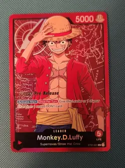 Monkey D Luffy ST01-001 Super Pre-Release Leader One Piece Card English LP - Image 2