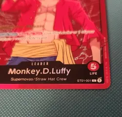 Monkey D Luffy ST01-001 Super Pre-Release Leader One Piece Card English LP - Image 3