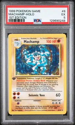 1999 POKEMON BASE SET 1ST EDITION #8 MACHAMP-HOLO PSA 5 - Image 1