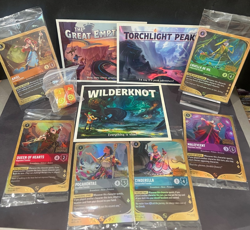 Disney Lorcana Wilds Unknown Prerelease Promo Complete Set + 3 Postcards & Dice - Image 1