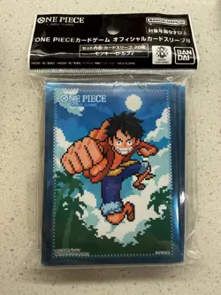 One Piece TCG Official Card Sleeves Set 8 70ct 8-Bit pixel Monkey D. Luffy New - Image 1