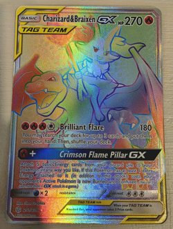 Pokemon TCG Charizard & Braixen GX 251/236 SM-Cosmic Eclipse TAG TEAM Holo - Image 1