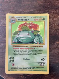 Pokemon Base Set SHADOWLESS Venusaur 15 Holo Clean - Image 1