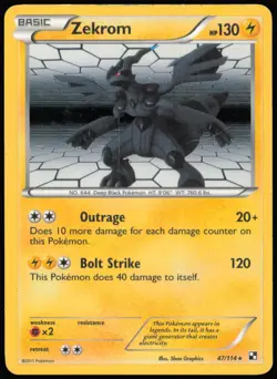 Zekrom 47/114 Holo R Black & White Pokemon MP - Image 1